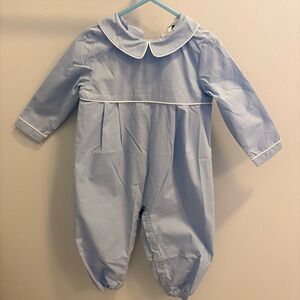 NWT The Beaufort Bonnet Company Blue Romper with White Piping